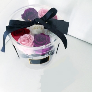 düğün kullanımı akrilik çiçek kutusu özel güllü kapaklı 