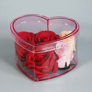 pembe renk kalp şekli perspex çiçek kutusu 