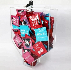 Çin fabrika kilidi ile özelleştirilmiş akrilik prezervatif dağıtıcı 