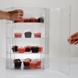 Özelleştirilmiş akrilik cupcake depolama ekran standı gıda vitrin 