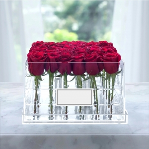 çiçekler için özel şeffaf 25 delikli akrilik kutu 