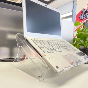 Toptan temizle masaüstü ayrılabilir akrilik laptop standı lucite bilgisayar tutucu standı 
