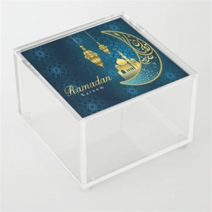 hat sanatı mavi arapça ramazan kareem müslüman akrilik kapaklı kutular
 