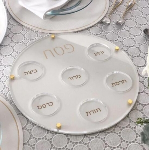 Akrilik Judaica Modern Fısıh Seder Tabağı 
