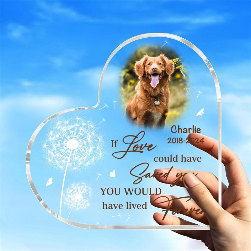 Custom Hear Shaped Pet Memorial Acrylic Plaque