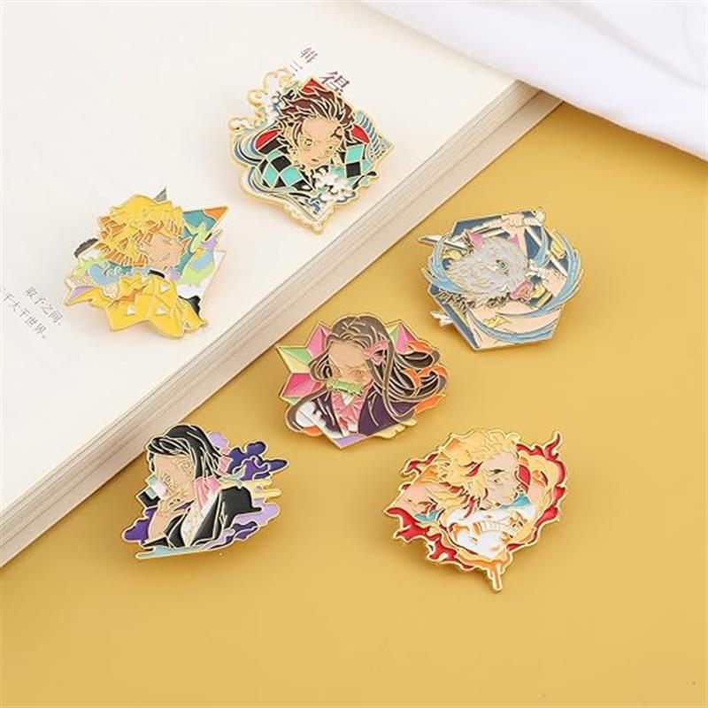 alloy keychain set with cute anime designs