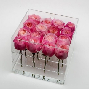 Çekmece ile özelleştirilmiş lüks akrilik çiçek gül kutusu 