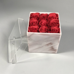 Akrilik el yapımı mermer konserve çiçek gül hediye kutusu 