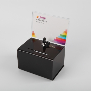 Siyah Deluxe Akrilik Oy Kutusu Pleksiglas Bağış Kutusu işareti ve kilit ile 