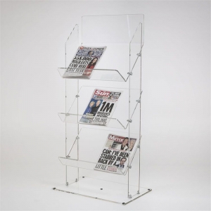 3 katmanlı akrilik zemin vitrin pmma gazete standı 
