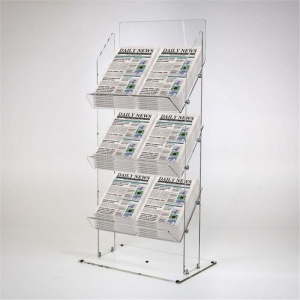 3 katmanlı akrilik zemin vitrin pmma gazete standı 