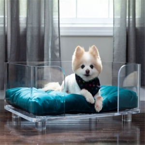 yuvarlak şeffaf akrilik evcil köpek yatağı 