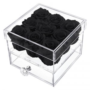 9 delik şeffaf akrilik çekmece ile gül çiçek kutusu 