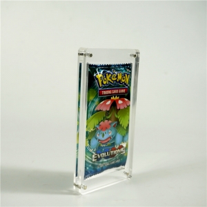 Şeffaf özel manyetik TCG MTG akrilik Pokemon güçlendirici paketi standı koruyun 