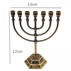 Altın Metal Şamdanlar Judaica Menorah 7 Şube 