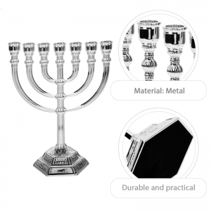 Gümüş Metal Yahudi Şamdanlar Tutucular Judaica Menorah 