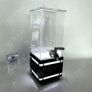 Musluklu ve LED ışıklı şeffaf özel akrilik içecek dağıtıcısı 