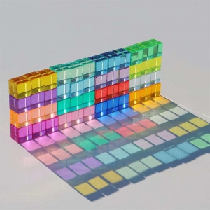 Kare 2.5 cm gökkuşağı yarı saydam lüks akrilik yapı taşları 