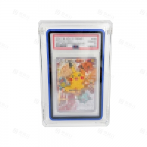 UV ışınlarına dayanıklı, elmas kenarlı akrilik PSA levha teşhir kutusu ve standı.