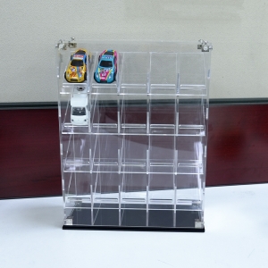 Siyah Tabanlı Demonte Akrilik 4 Katlı Diecast Araba Modeli Vitrini 