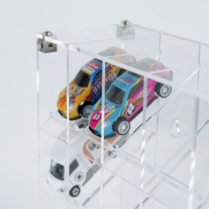 Siyah Tabanlı Demonte Akrilik 4 Katlı Diecast Araba Modeli Vitrini 
